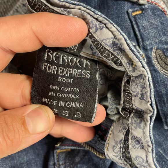 ReRock  for Express Boot Jeans Women's 8 Dark Wash Flap Pocket Distressed - Picture 7 of 13